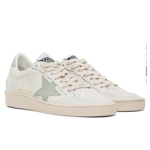 GOLDEN GOOSE White & Green Ball Star Sneakers